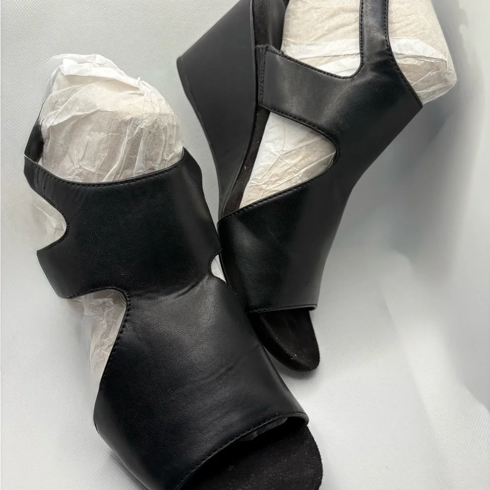 Black Wedge Sandals - Picture 3 of 5